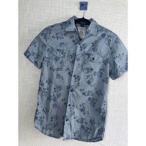 Buffalo David Bitton Men's Navy Floral Shirt Short Sleeve Size